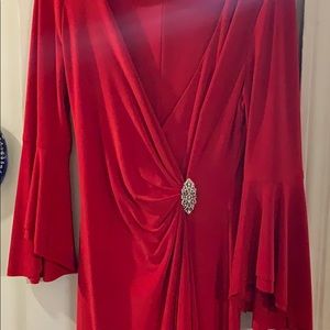 Ralph Lauren Long Red Dress With Long Flare Sleves
